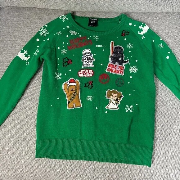 Kids Star Wars Christmas Sweater Size L EUC - Picture 2 of 3